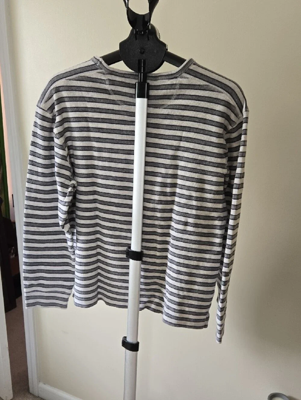 Ralph Lauren Dark Gray Light Gray Striped Long Sleeve Crew